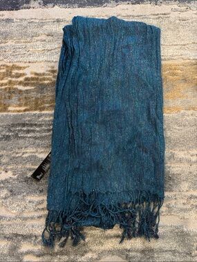 Shimmery Teal Fringe Scarf